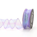 Roll of colourful mesh wave ribbon with fishtail yarn texture in 4cm width