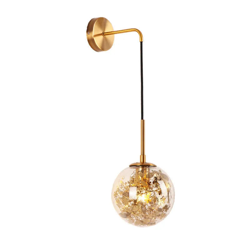 Glass bedside wall lamp in Golden Flower or Silver Flower finish with 15cm or 20cm size options