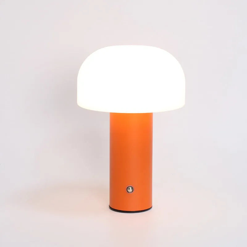 USB dual-power table lamp showing three-colour lighting effects in choice of four colour styles