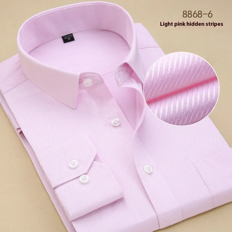 Men's black slim fit long sleeve business shirt in cotton fabric with regular cut cardigan style