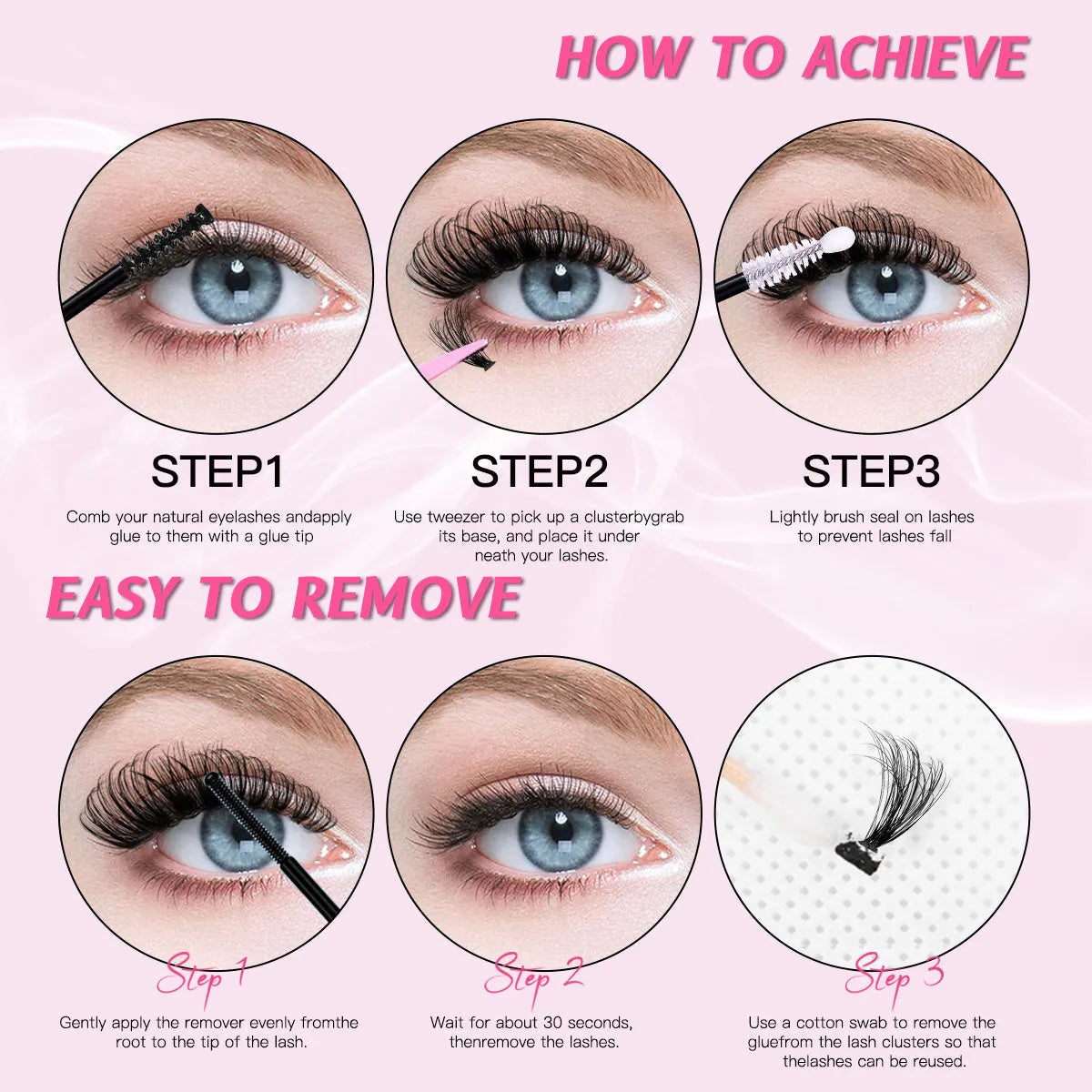 32 rows of eyelashes book cluster 640 segmented lashes set with Style1 and Style2 options