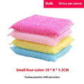 Pinstripe fabric dishwashing sponge mop in macaron colours measuring 12x8.5cm for wet and dry kitchen cleaning