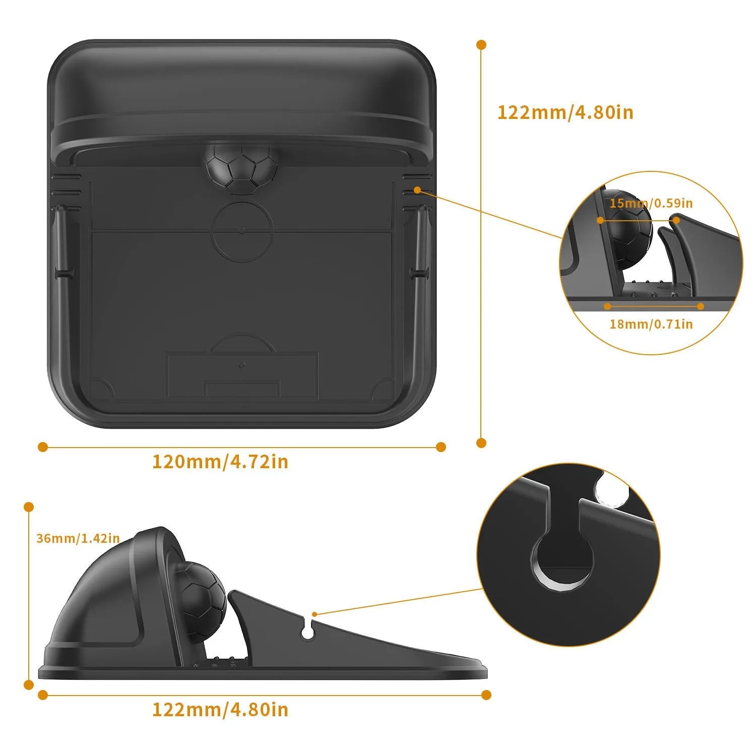 Silicone automobile phone holder Peak-X5 on car dashboard with phone attached