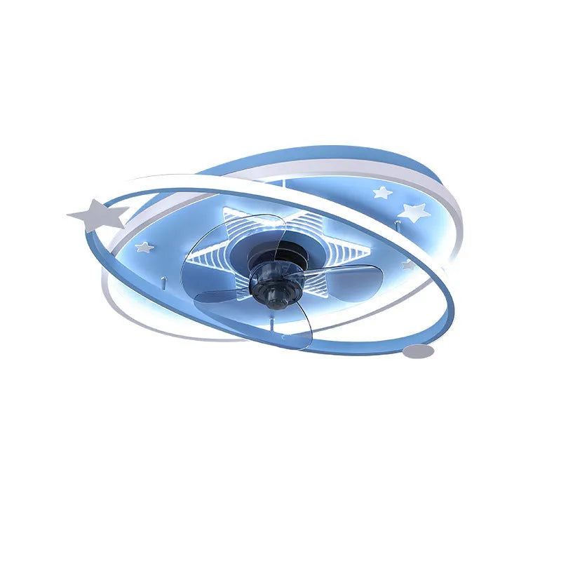 Modern blue children's bedroom ceiling light with remote control on white ceiling