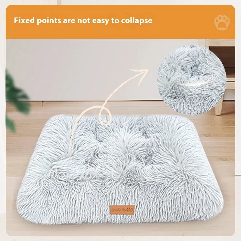 Thick warm plush pet cushion mat for dog or cat kennel bed in light grey colour