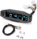 Black motorcycle mini LCD speedometer with oil gauge showing digital display and five-square fuel indicator