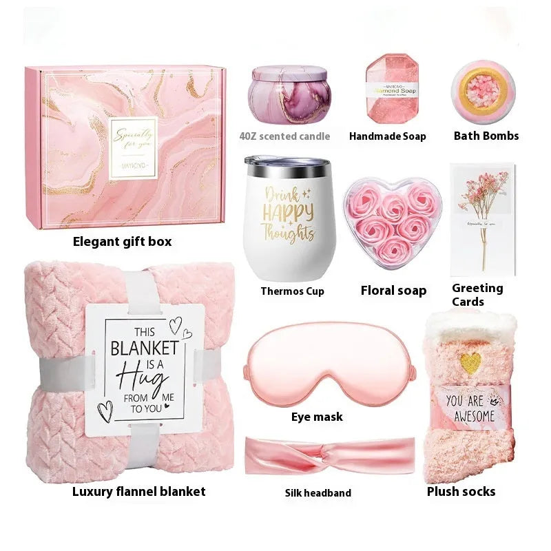 Aromatherapy candle soap bath gift set in a plastic storage box with modern simplicity style