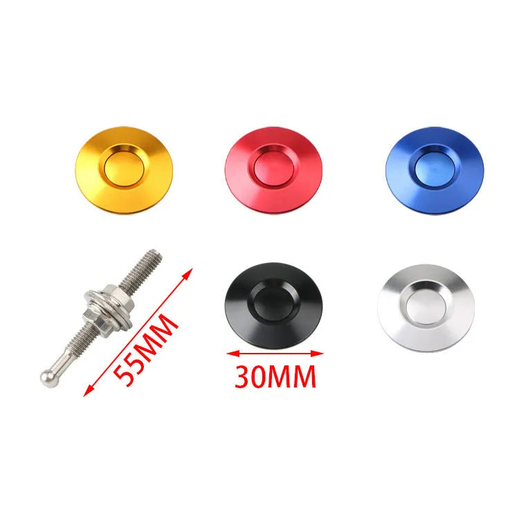 30mm diameter mini engine cover lock in silver, black, gold, blue, and red colour options with aluminium alloy screw