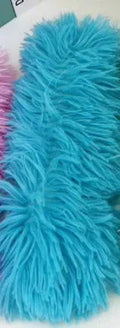 Plush cat toy pillow in blue, green, pink, or white colours measuring 27 by 10 centimetres