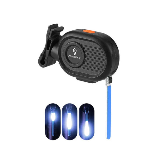 Bicycle taillight with colourful running water LED light effect mounted on a bike seat post.