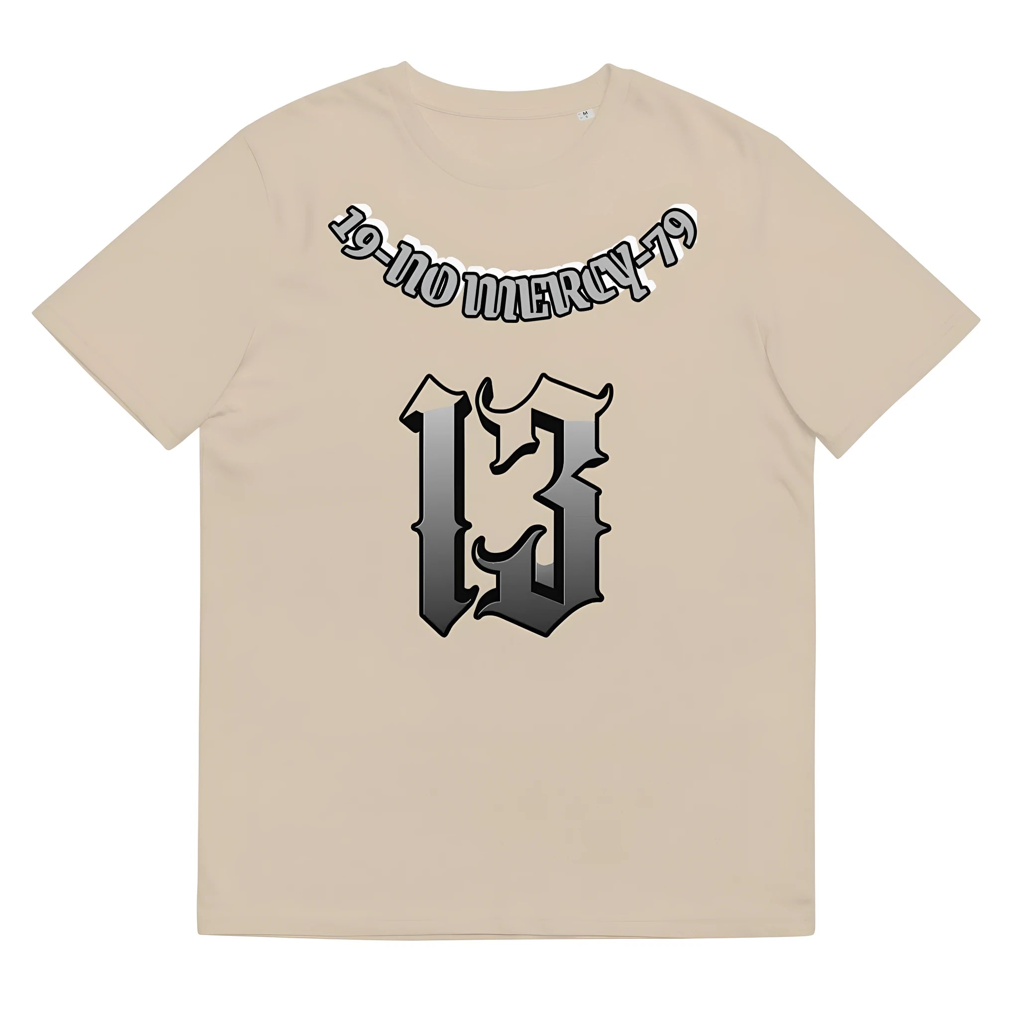 Straight fit cotton t-shirt in grey, shown on a hanger.