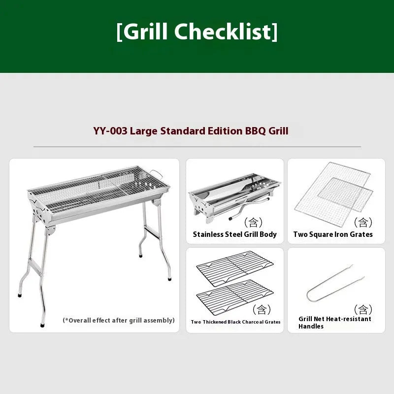 Stainless steel portable barbecue oven with charcoal stove and flip-over design
