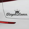 Reflective crown design car sticker on vinyl sheet, shown in multicolour, black, and white options.