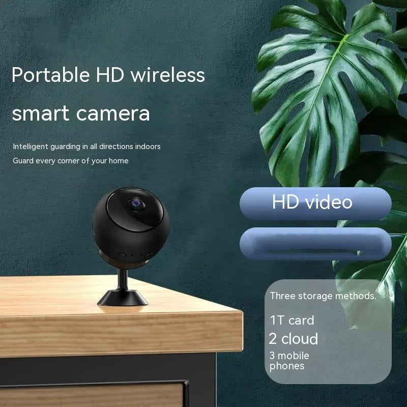 Wireless WiFi surveillance camera with 1080p resolution and ABS plastic housing for indoor security monitoring