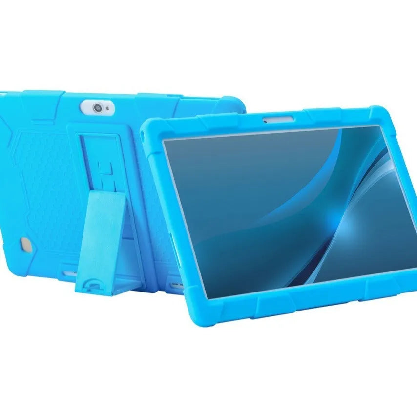 Little Overlord H10 Pro M20 silicone protective case for 10-inch tablet in multiple colour options showing stand function.