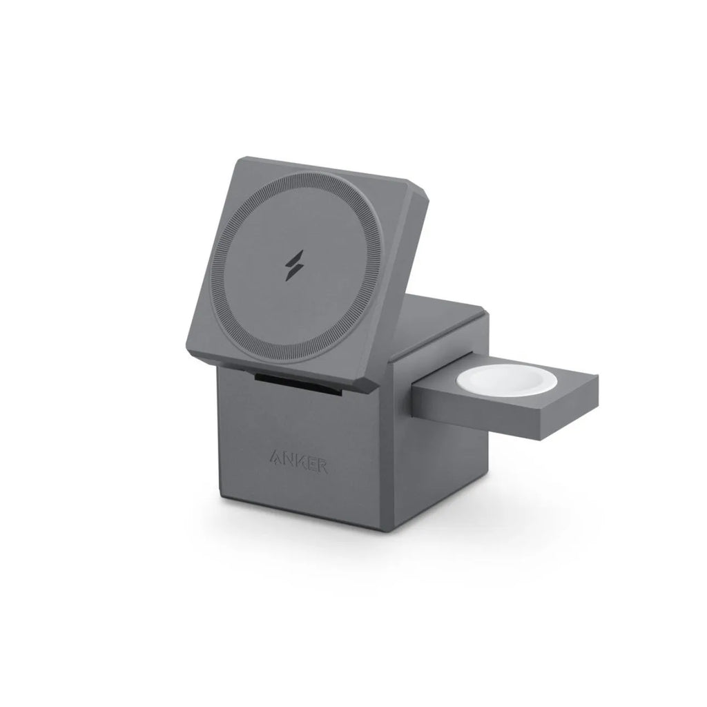 Foldable magnetic suction 3-in-1 wireless charger for iPhone, Apple Watch, and AirPods with LED indicator
