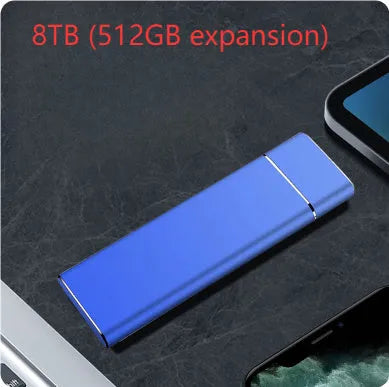 Sapphire blue metal portable external hard disk with USB cable for mobile phone and computer storage