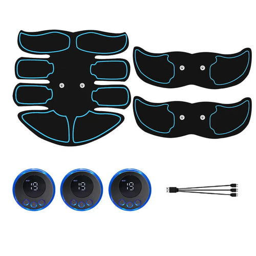 K81 digital abdominal muscle patch three-piece set with colour-coded edges and display