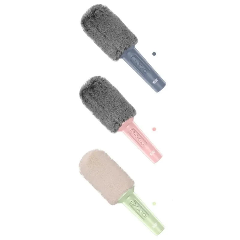 Wireless Bluetooth karaoke microphone with USB recording in pink, blue, or green colour
