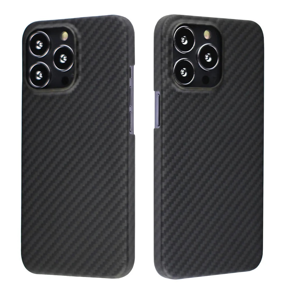 Matte black crater Kevlar fibre protective phone case for iPhone