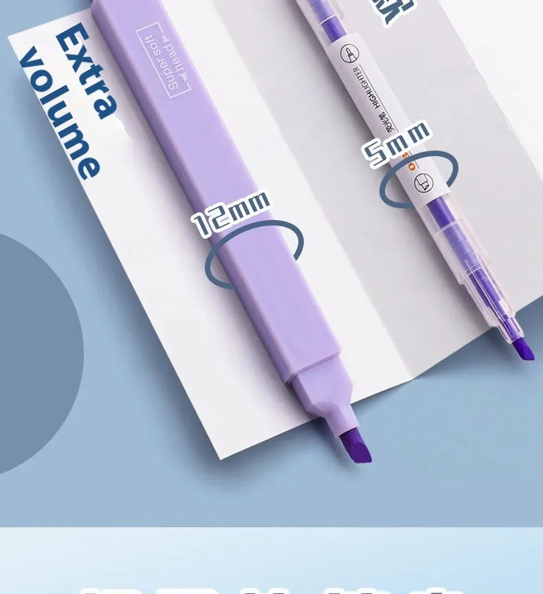 Set of double tipped fluorescent marker pens in assorted colours for highlighting and writing.