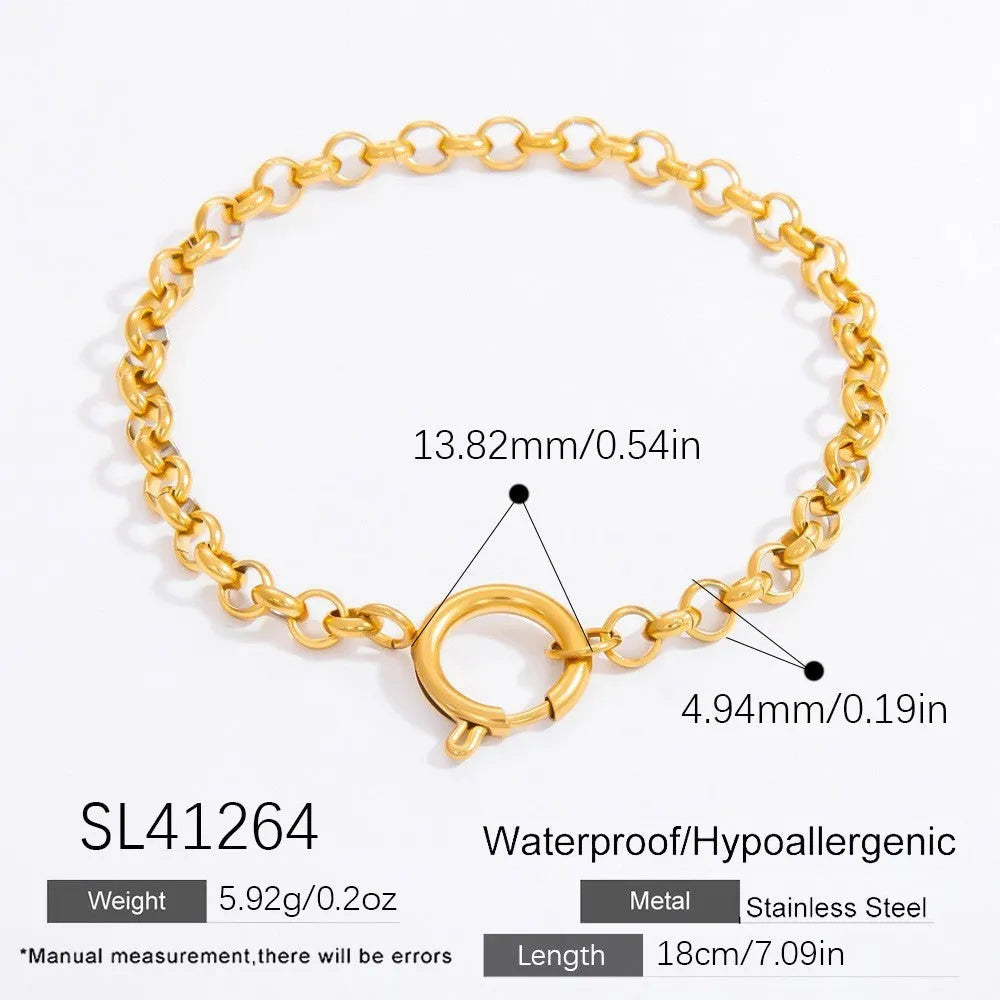 Handmade 18K gold colour stainless steel twist chain bracelet geometric shape