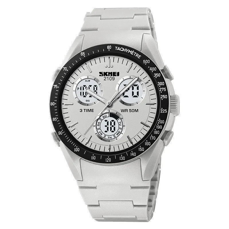 Electronic casual watch with a resin mirror and TPU strap, shown in Army Green camouflage colour.