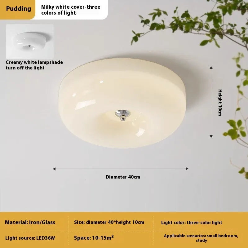 Cream coloured American style bedroom ceiling lamp with three-colour light setting