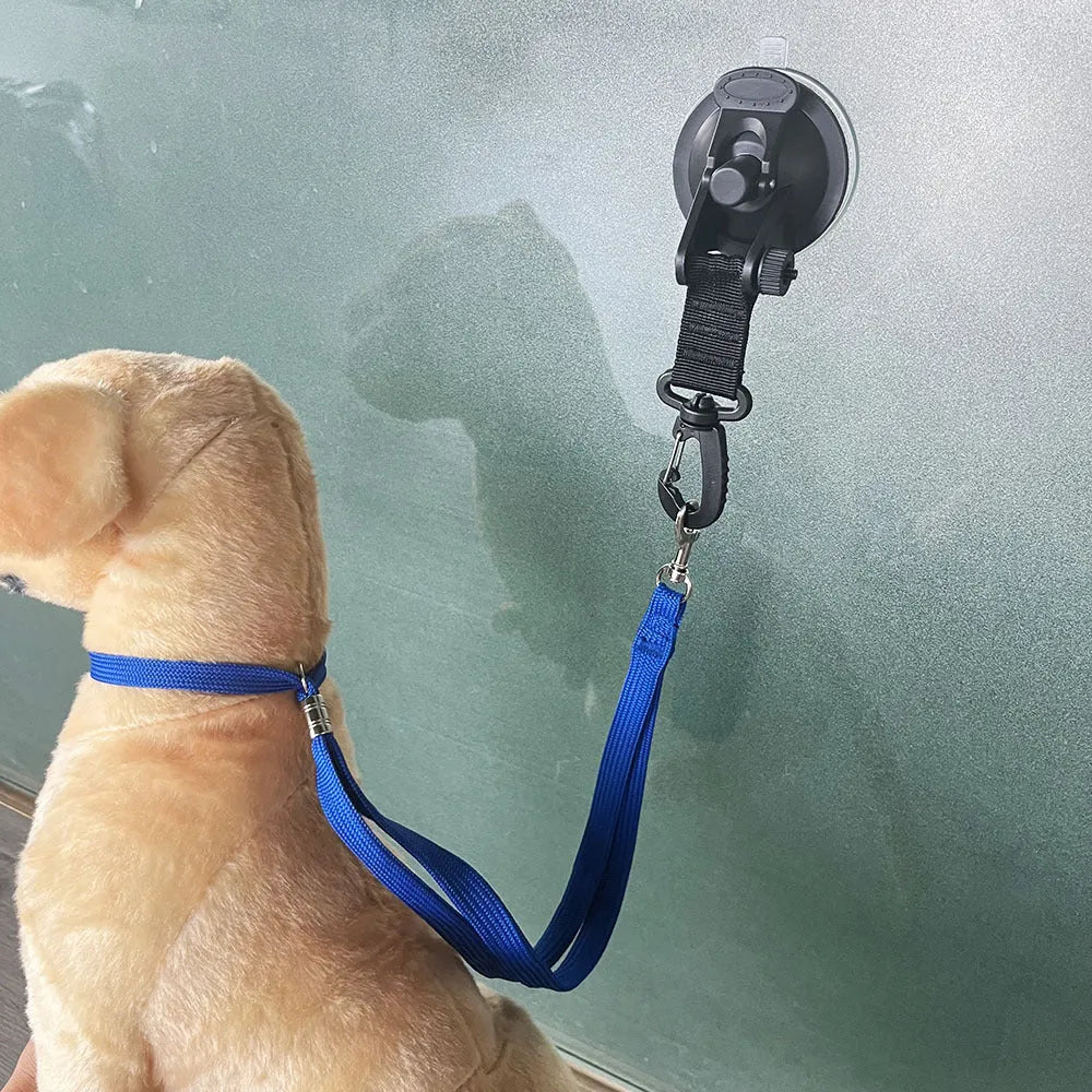 Pet bathing restraint with suction cup handcuffs and traction rope for dog washing in black or blue colour options