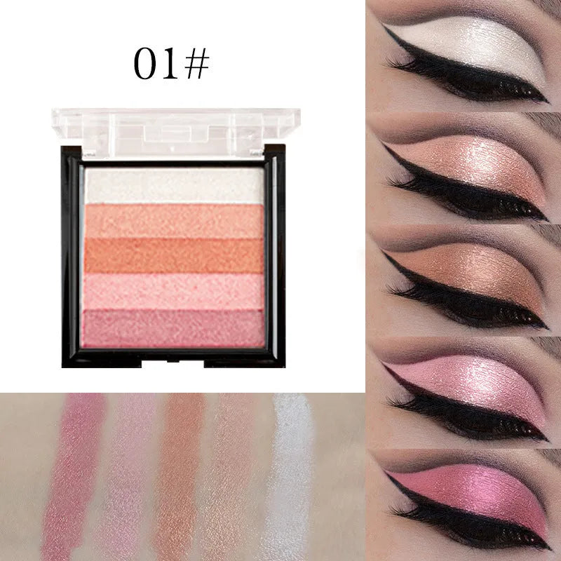 Highlighting eye shadow contouring palette with six neutral shades for facial definition