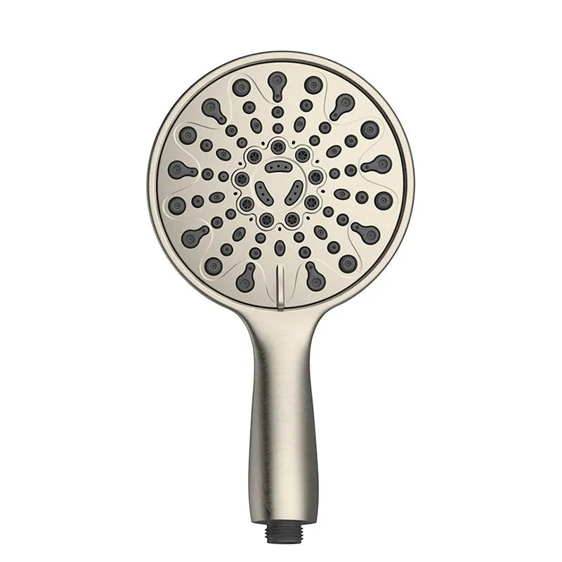 6-inch diameter handheld shower head with electroplated finish showing multiple spray nozzles