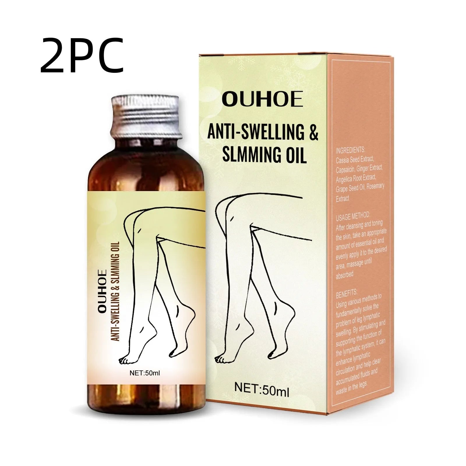 50ml bottle of moisturising body and leg care essential oil with plant extracts.