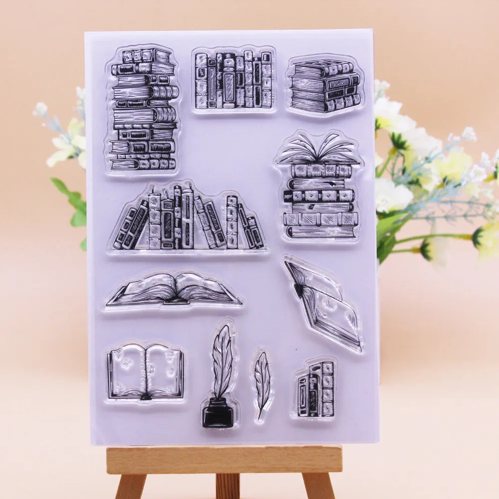 White silicone stamp with pattern design measuring 11x16 cm with transparent adhesive backing