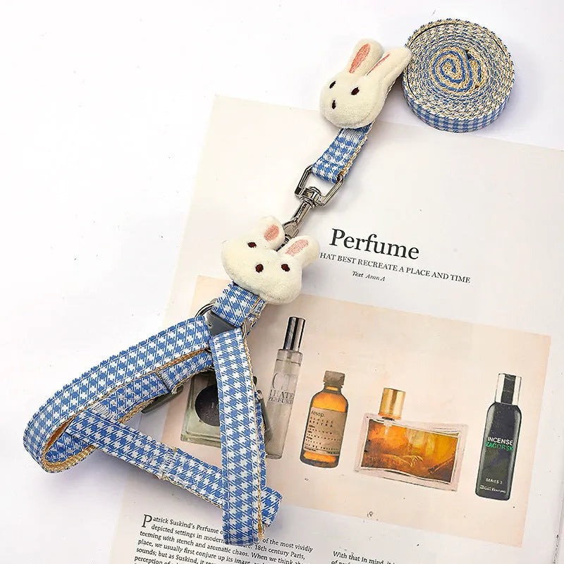 Small dog harness and leash set with quick-release straps in multiple colours