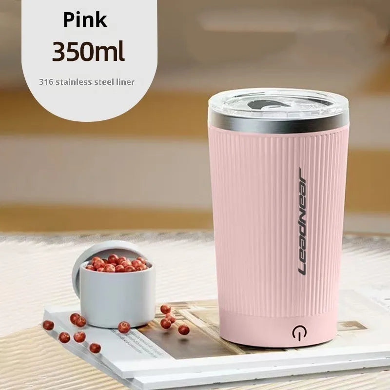 Fully automatic mixing cup 400ml 316 stainless steel electric coffee cup with removable base in beige