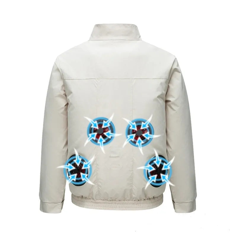 Smart air conditioning jacket with ventilation holes and fan for summer outdoor work