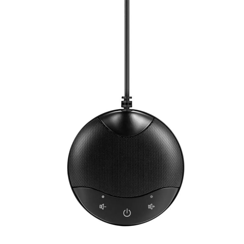 Black USB condenser desktop microphone for conference calls and computer recording