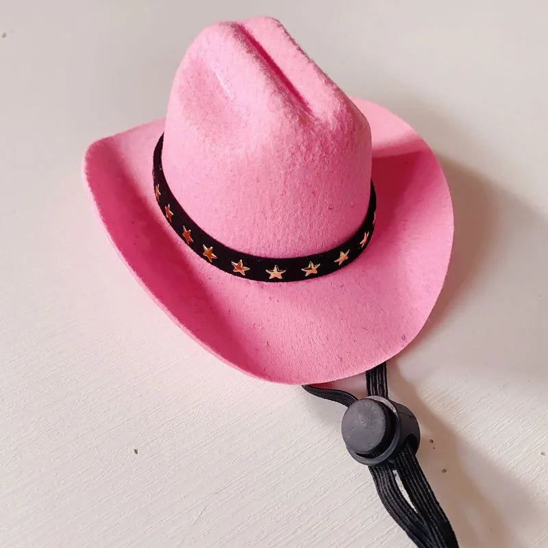 British cat cowboy hat in non-woven fabric with pointed ears, shown in black with ribbon trim