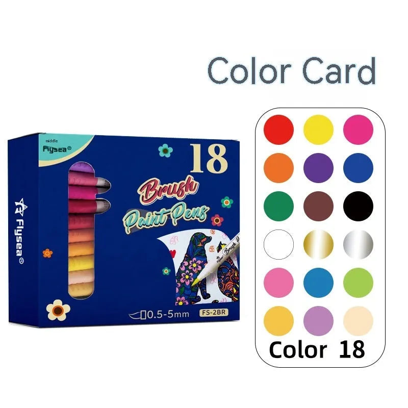 Set of soft tip gouache marker pens for hand accounting and craft projects, shown in a multipack.