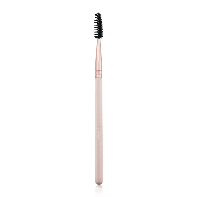 26 pink makeup brushes with wool bristles and wooden handles in PU storage bag