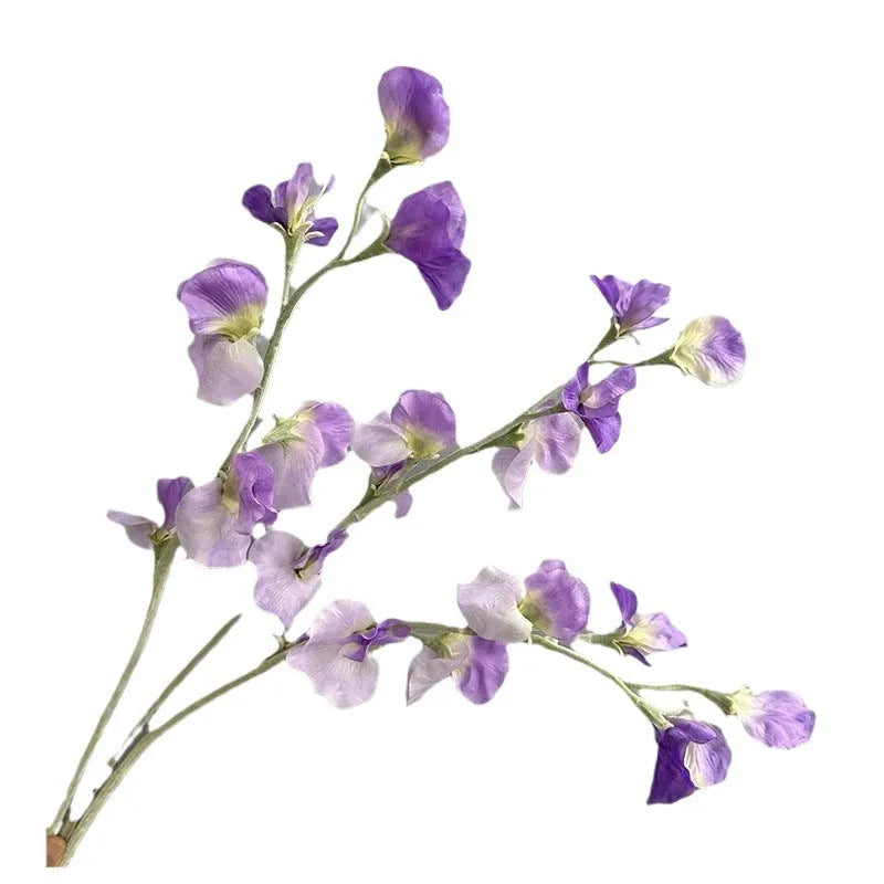 Silk flocking fragrant pea fake flower 63cm in purple, wedding decoration prop