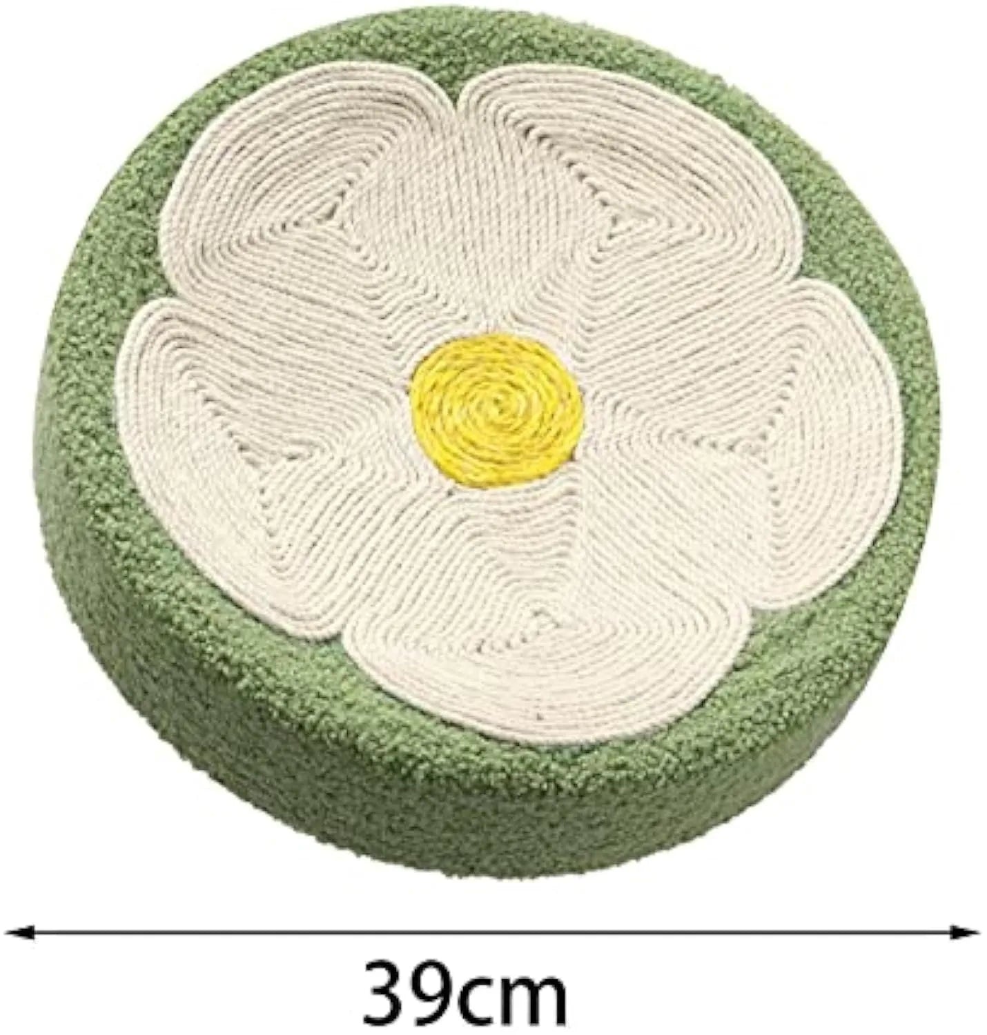 Round green sisal cat scratcher bowl lounge bed with 39cm diameter for scratching and sleeping