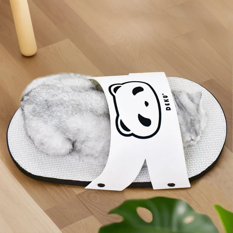 White corrugated paper cat scratch board in slipper style shape