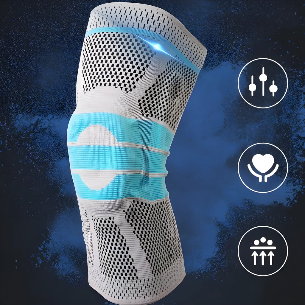 Sky blue silicone running basketball knee pad made from elastic fibre.