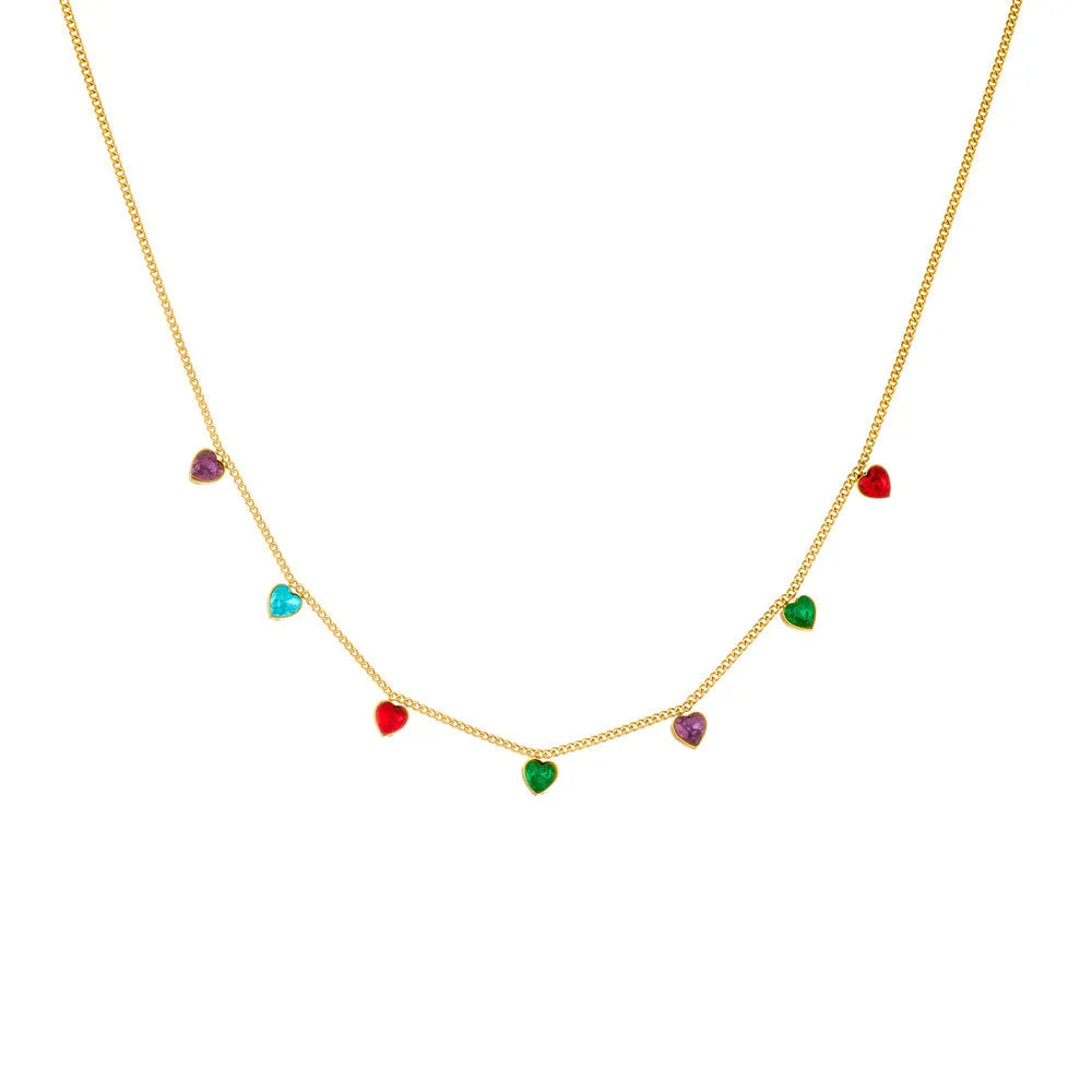 Women's gold-plated heart necklace on adjustable stainless steel chain showing love design element