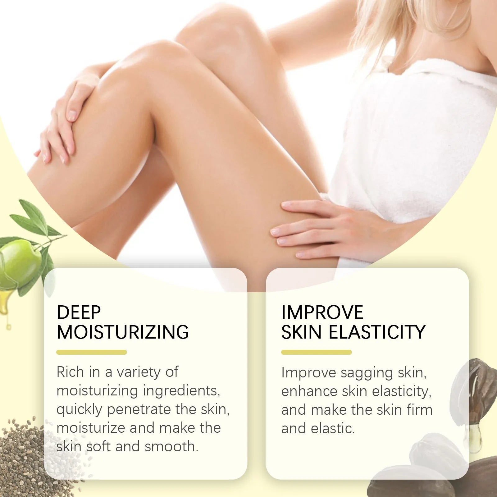Body care kit with skincare oil and moisturising cream for nourishing and firming