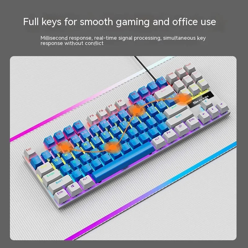 K87 mechanical wired keyboard with metal construction in selected colour with green axis or red axis switches