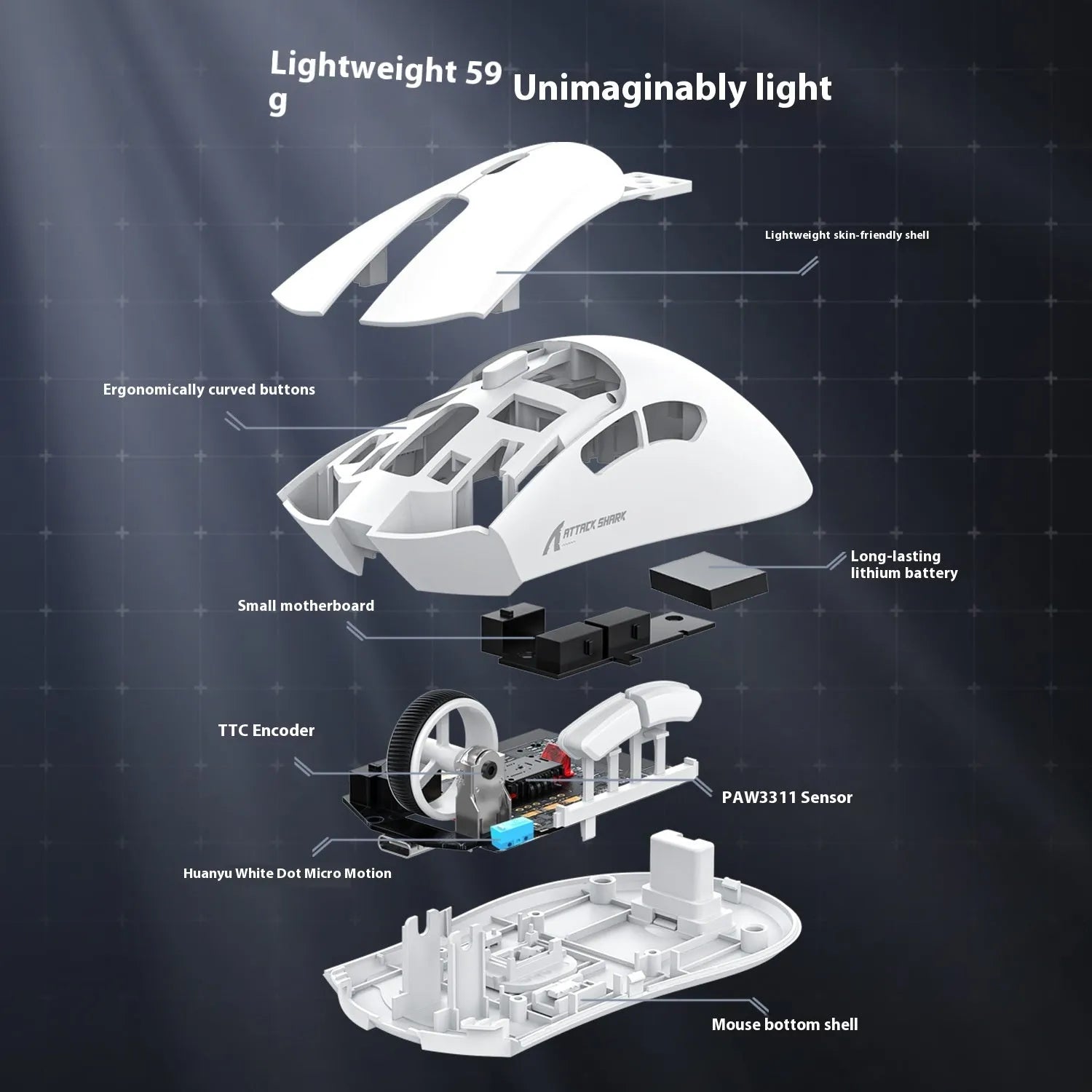 Attack Shark wireless Bluetooth mouse in black, white or red with three-mode connectivity for laptops