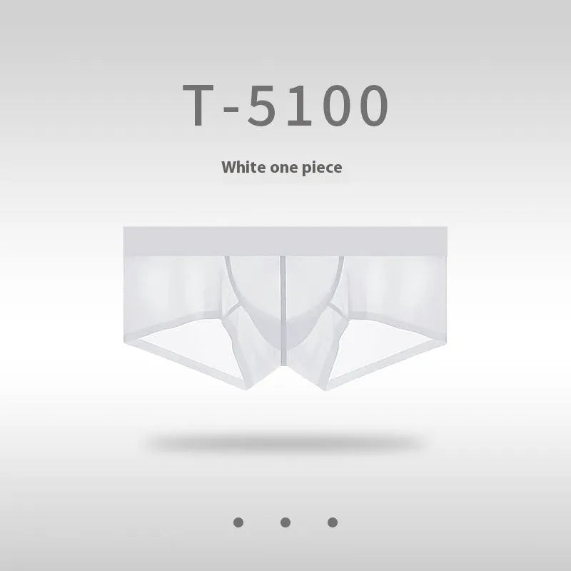 Men's low-waist seamless ice silk underwear in chocolate colour on a white background.