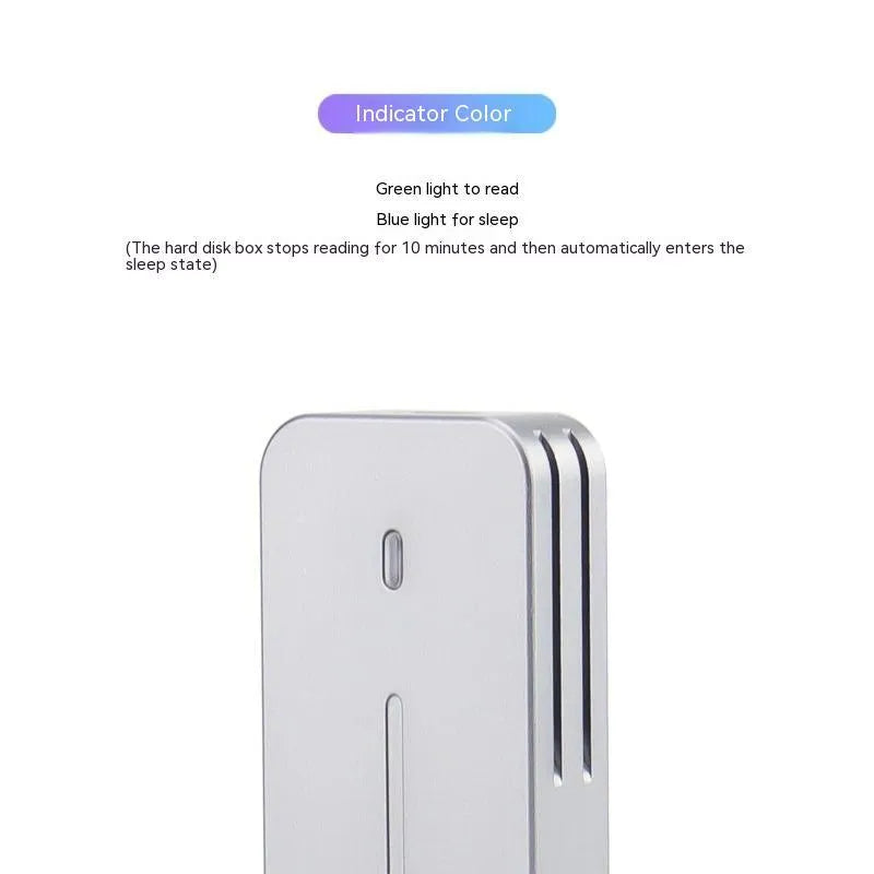 Aluminium M.2 SSD enclosure showing compact design with USB 3.2 connection port